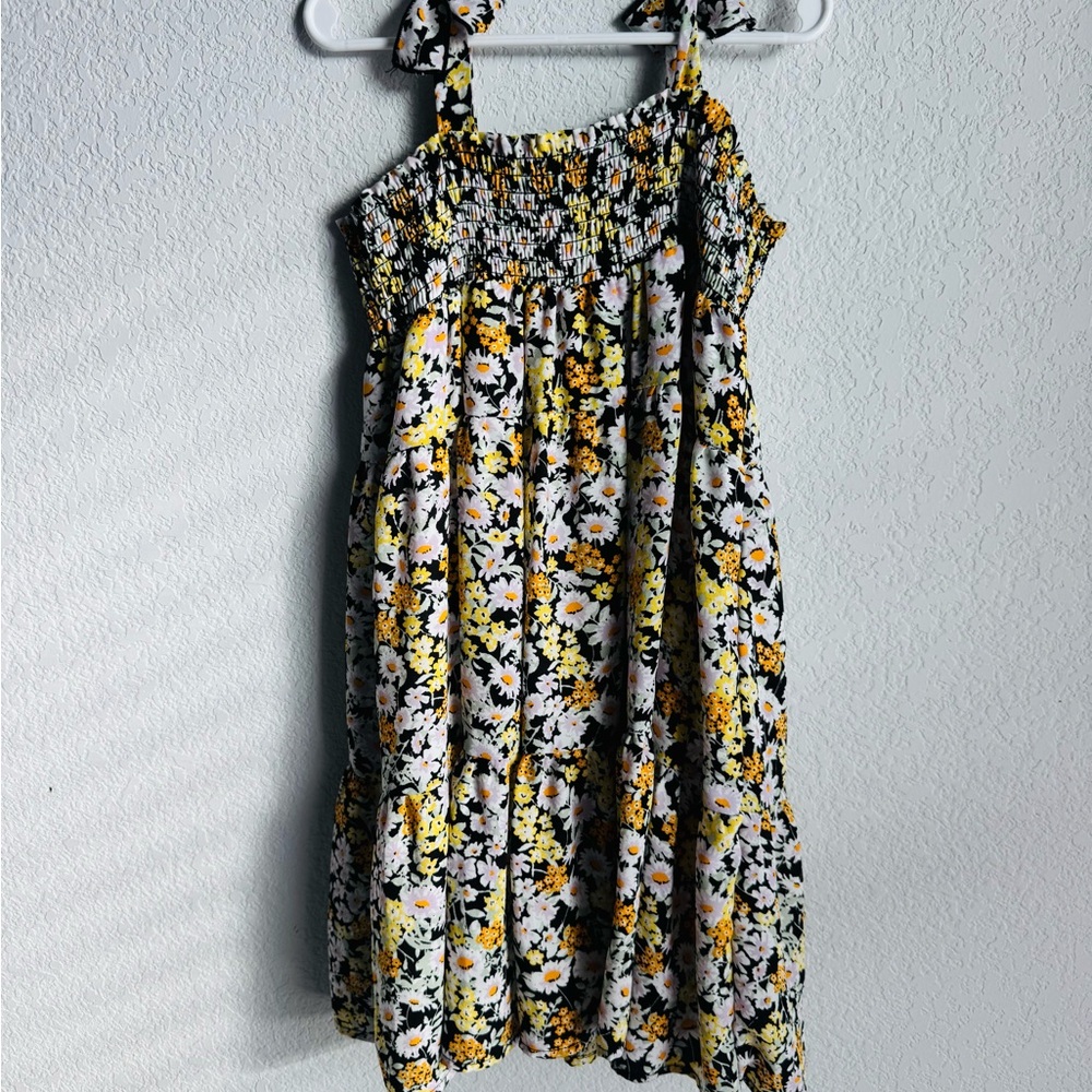 Charming Floral Kids Dress with Yellow and Black